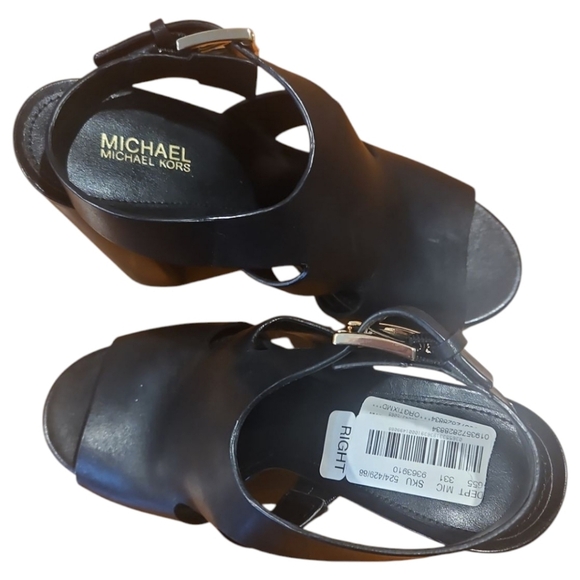 New Michael Kors Leather Platform Heels Sandals Sz 6 - Picture 10 of 14
